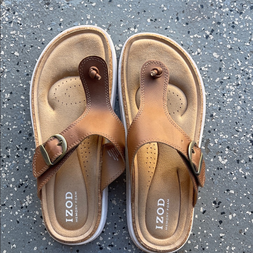 Izod Tan Leather Sandals
